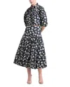 Cinq À Sept Cinq A Sept Ellah Mini Tossed Poppies Midi Skirt In Navy Multi