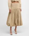 CINQ À SEPT ELLAH PLEATED BUBBLE MIDI SKIRT