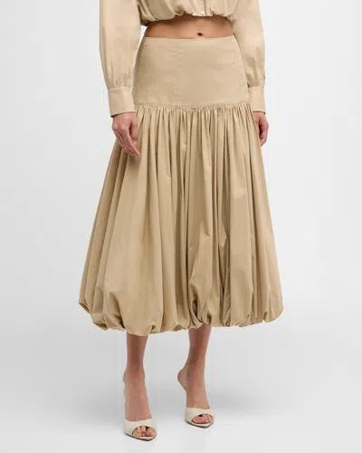 Cinq À Sept Ellah Pleated Bubble Midi Skirt In Khaki