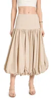 Cinq À Sept Ellah Pleated Bubble Midi Skirt In Khaki