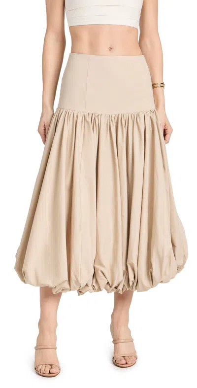 Cinq À Sept Ellah Pleated Bubble Midi Skirt In Khaki