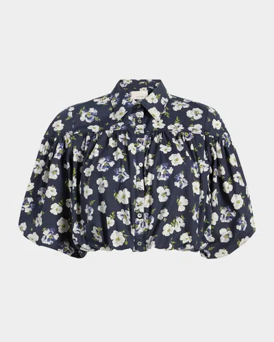 CINQ À SEPT ELYSA TOSSED POPPIES CROP TOP