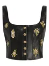 Cinq À Sept Embellished Buttoned Leather Top In Black