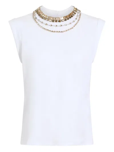 Cinq À Sept Embellished Cap-sleeve T-shirt In White