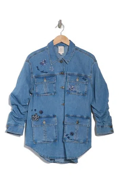 Cinq À Sept Embellished Denim Vara Jacket In Light Wash
