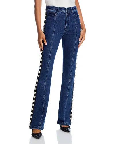 Cinq À Sept Cinq A Sept Embellished High Rise Slim Jeans In Oceane In Blue