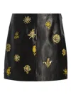 Cinq À Sept Embellished Leather Skirt In Black