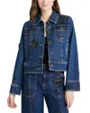 Cinq À Sept Riviera Crystal Denim Jacket In Oceane
