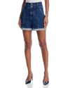 Cinq À Sept Crystal Double-waistband Denim Shorts In Oceane