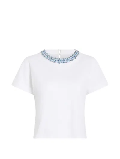 Cinq À Sept Embellished-neckline Crop Top In White