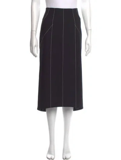 Pre-owned Cinq À Sept Embroidered Accent Midi Length Skirt In Black