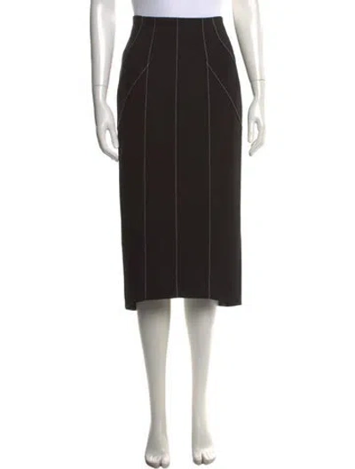 Pre-owned Cinq À Sept Embroidered Accent Midi Length Skirt In Black