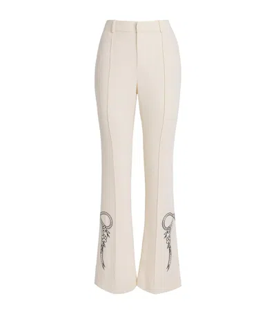 Cinq À Sept Cinq A Sept Embroidered Bow Abeline Trousers In Neutral