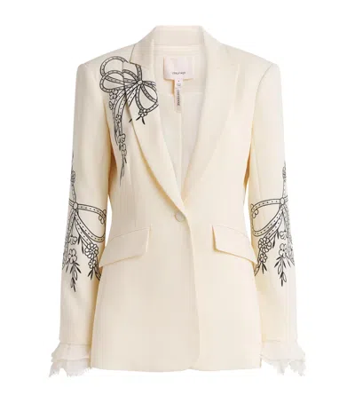 Cinq À Sept Cinq A Sept Embroidered Bow Cheyenne Blazer In Gray