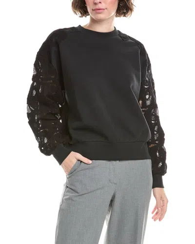 Cinq À Sept Embroidered Cotton Paisley Brandy Pullover In Black