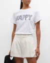 CINQ À SEPT EMBROIDERED HAPPY SHORT-SLEEVE COTTON TEE