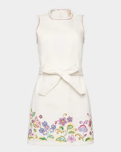 Cinq À Sept Embroidered Jardin Boheme Denim Mini Dress In Multi