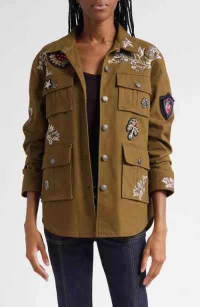 Cinq À Sept Embroidered Patch Jacket In Brown