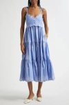 Cinq À Sept Cinq A Sept Embroidered Stripe Dress In Blue