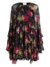 Cinq À Sept Emelia Ruffled Baroque-roses Mini Dress In Multi