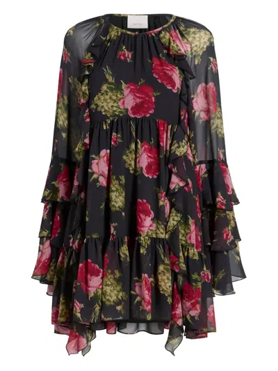 Cinq À Sept Emelia Ruffled Baroque-roses Mini Dress In Multi