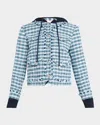Cinq À Sept Emery Hooded Tweed Jacket In Navy Multi