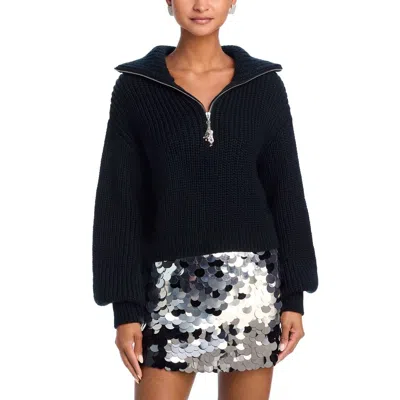 Cinq À Sept Emmett Shaker Zip Front Sweater In Black