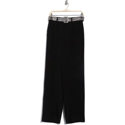 Cinq À Sept Ester Rhinestone Belt Crepe Pants In Black