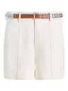 Cinq À Sept Ester Cuffed Shorts With Rhinestone Belt In White
