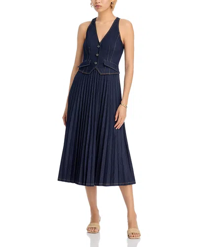 Cinq À Sept Cinq A Sept Esther Sleeveless Denim Midi Dress In Blue