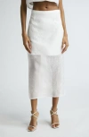 Cinq À Sept Etta Floral-embroidered Sheer Midi Skirt In Ivory