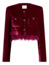 Cinq À Sept Cinq A Sept Evelina Feather Hem Jacket In Red