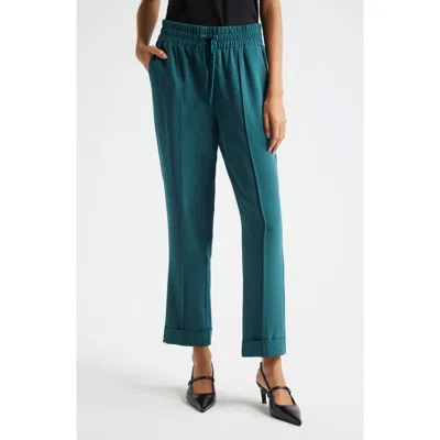 Cinq À Sept Everly Cuffed Ankle Drawstring Pants In Green Onyx