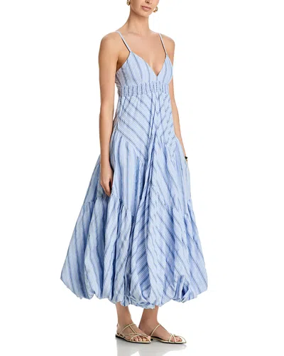 Cinq À Sept Evory Stripe Bubble Hem Cotton Blend Sundress In Blue