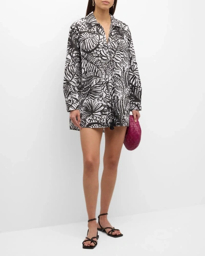 Cinq À Sept Exploded Tropical Inkblot Tommy Coverup In Blackwhite