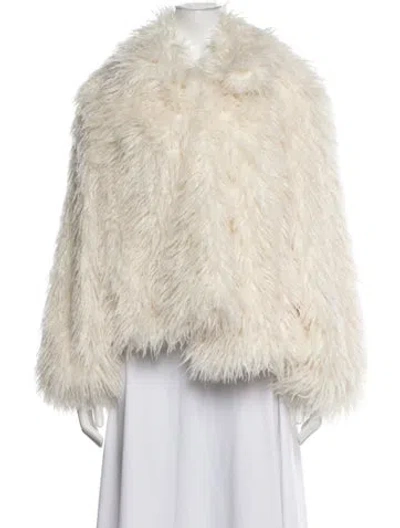 Pre-owned Cinq À Sept Faux Fur Faux Fur Coat In Neutral