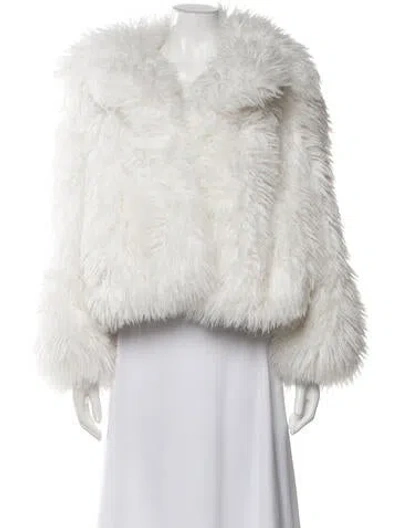 Pre-owned Cinq À Sept Faux Fur Faux Fur Jacket In White
