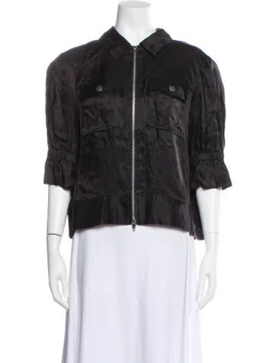 Pre-owned Cinq À Sept Faux Fur Jacket In Black