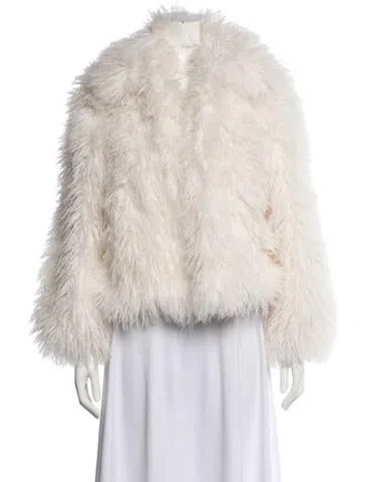Pre-owned Cinq À Sept Faux Fur Jacket In Neutral