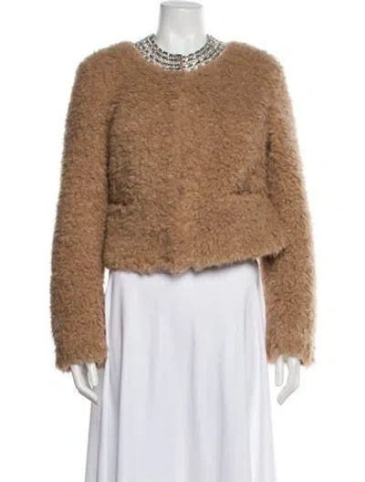 Pre-owned Cinq À Sept Faux Fur Jacket In Neutral