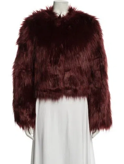 Pre-owned Cinq À Sept Faux Fur Jacket In Red
