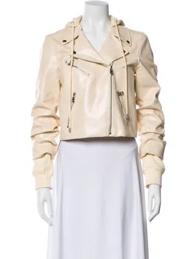 Pre-owned Cinq À Sept Faux Leather Biker Jacket In Neutral