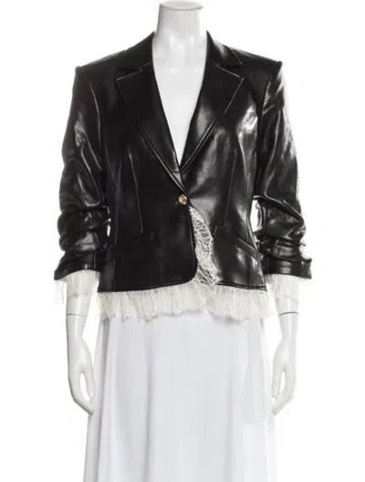 Pre-owned Cinq À Sept Faux Leather Biker Jacket W/ Tags In Black