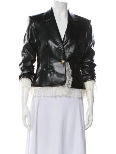 Pre-owned Cinq À Sept Faux Leather Biker Jacket W/ Tags In Black