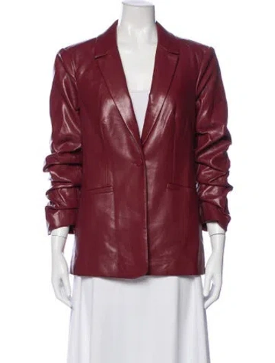 Pre-owned Cinq À Sept Faux Leather Blazer In Red