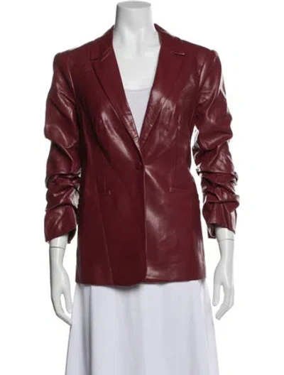 Pre-owned Cinq À Sept Faux Leather Blazer In Red