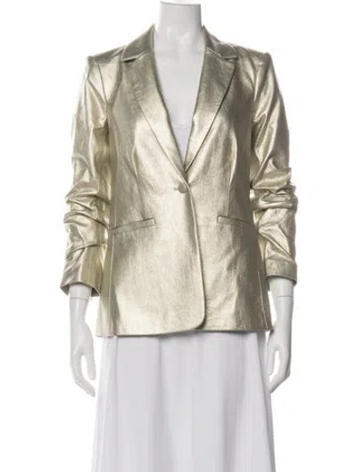 Pre-owned Cinq À Sept Faux Leather Blazer In Silver