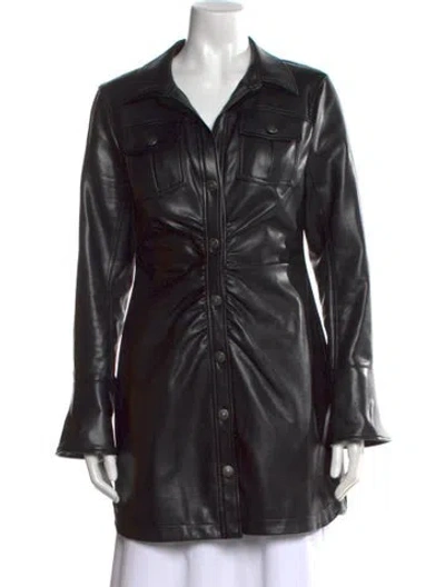 Pre-owned Cinq À Sept Faux Leather Dress In Black