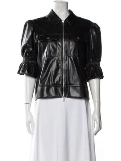 Pre-owned Cinq À Sept Faux Leather Jacket In Black