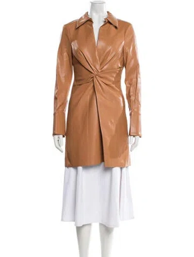 Pre-owned Cinq À Sept Faux Leather Jacket W/ Tags In Brown